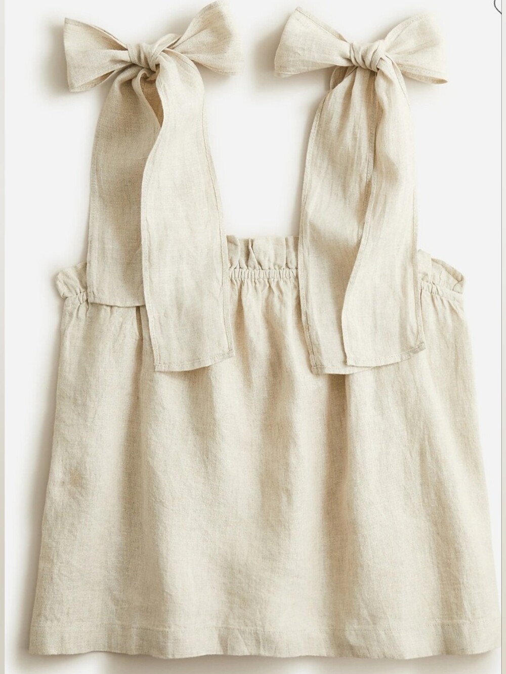 NWT J Crew Beige 100% Linen Tie Shoulder Pleated Tank Top Size XL